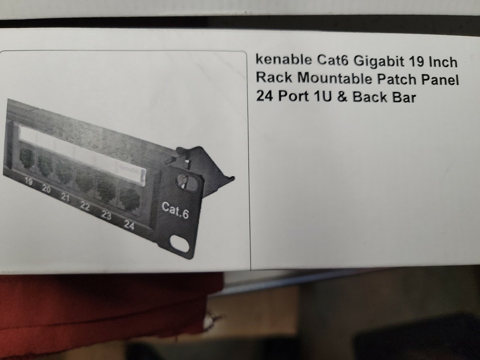 Rackmount- Kenable 24 Port RJ45, CAT6, 1U, 19"  Coupler Patch Panel & Back Bar