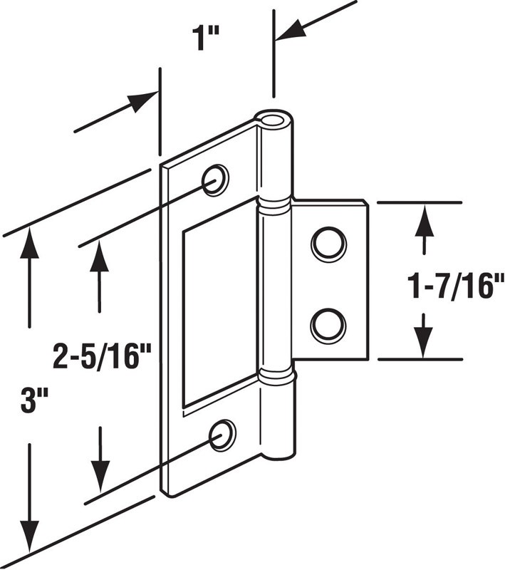 Prime-Line 161497 Brass-Plated Steel Mortise Door Hinge 2-5/16 Radius x 3 L in.