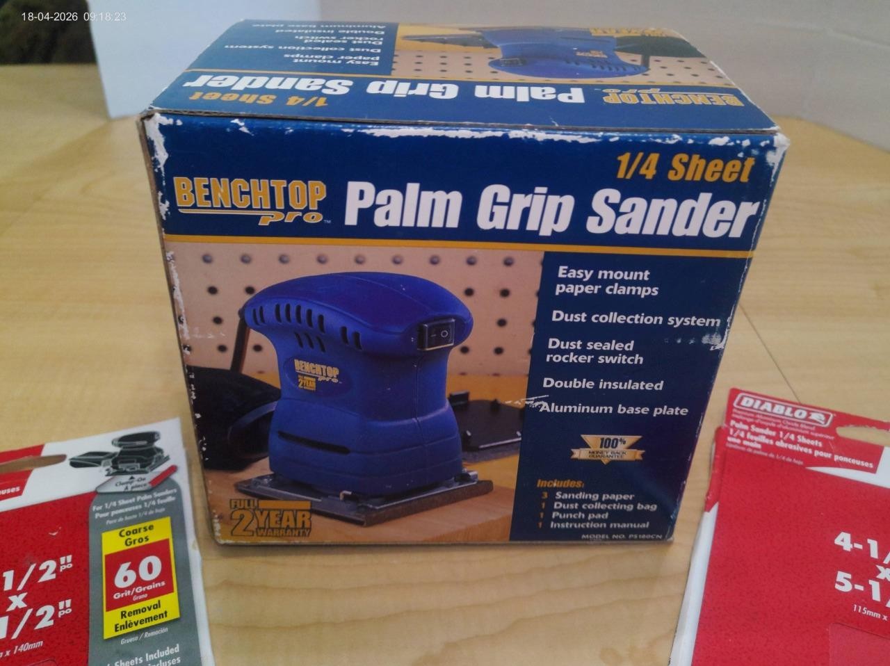 BenchTop Pro Palm Grip Sander PS180CN with Dust Collection New in Sealed Box