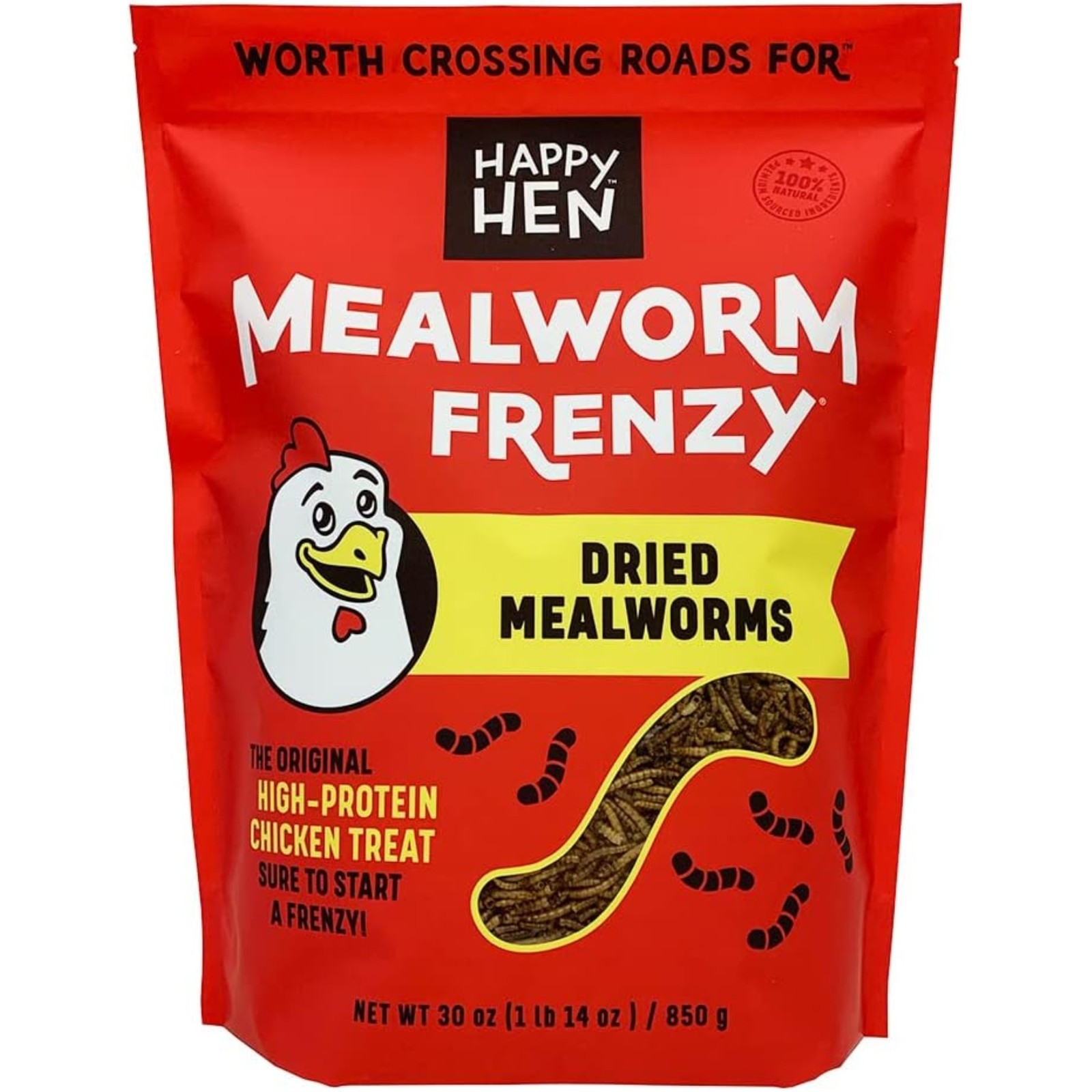 Happy Hen Treats Mealworm Frenzy, 100% Natural, High-Protein Poultry Snack, 30oz