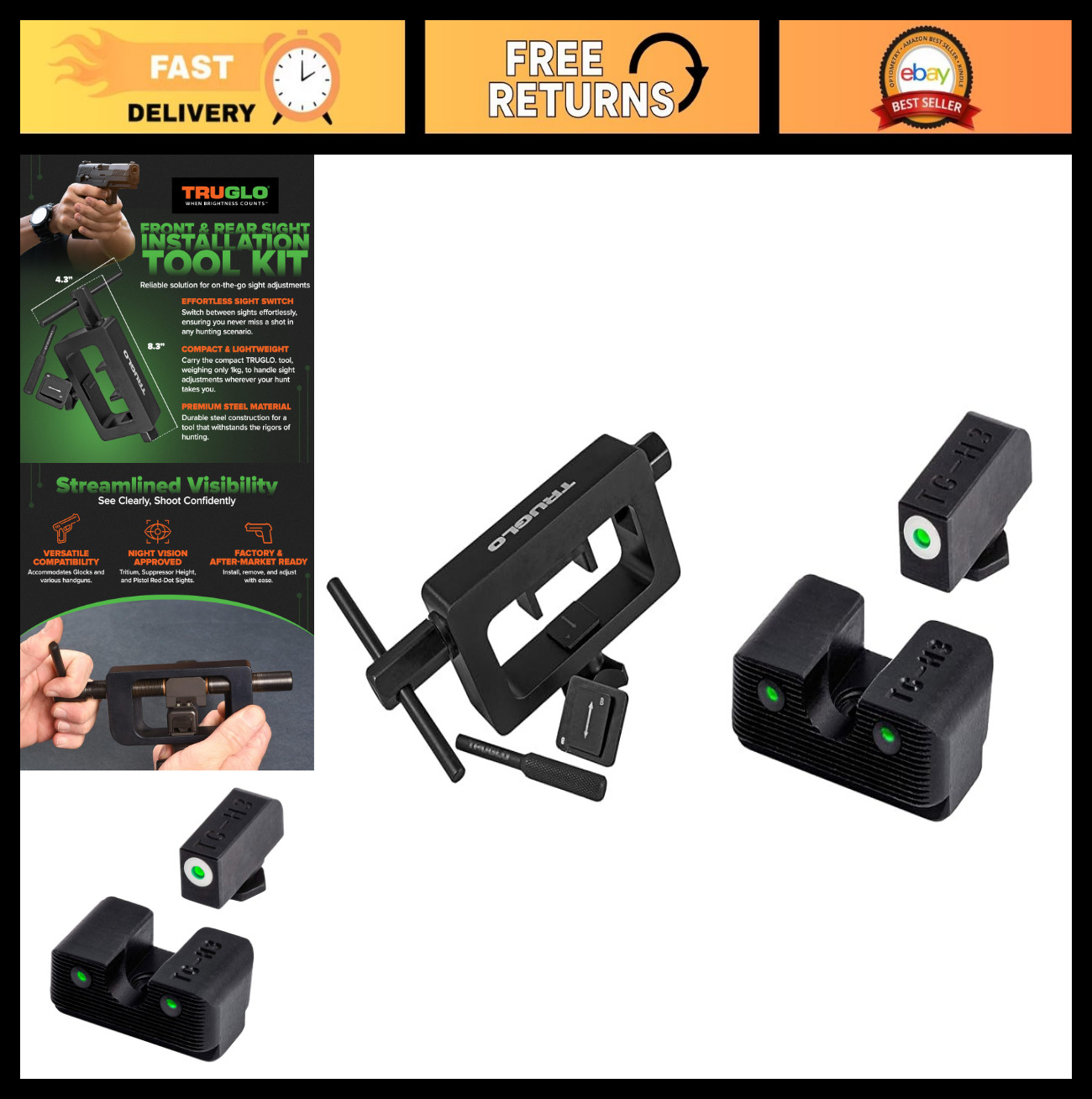 Glock Rear & Front Sight Installation Tool - Precision Gun Accessory, Easy Use
