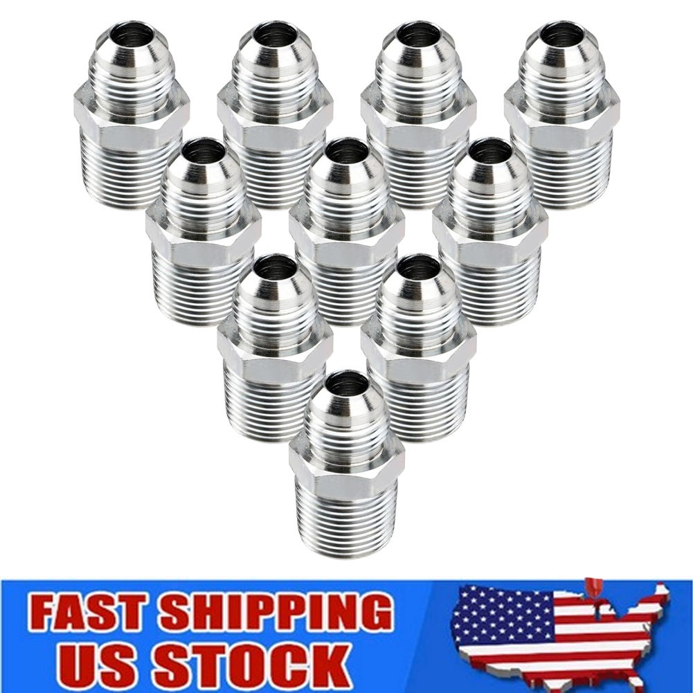 10 Pack Hydraulic Hose Adapter Fittings: 3/8" JIC 37° Male X 3/8" NPT Male Threa