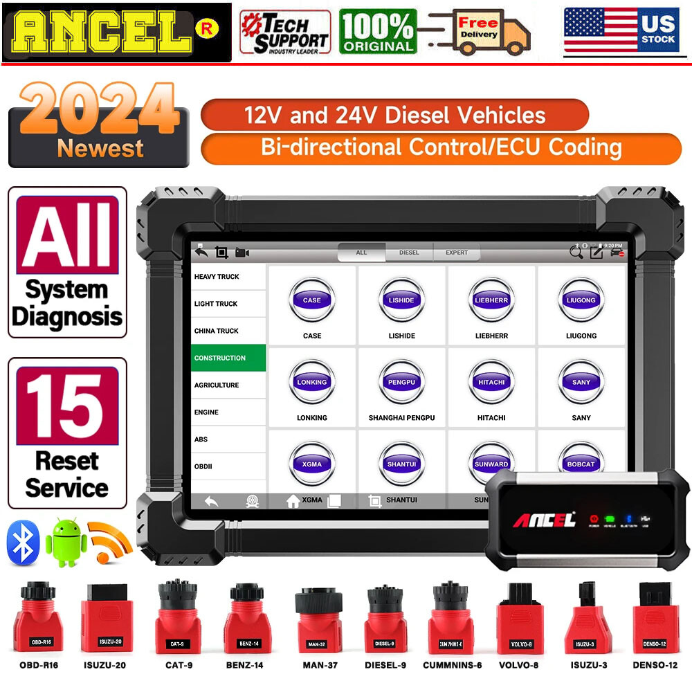 Ancel X7 HD Diesel Heavy Duty Truck Diagnostic Tool ECU Oil Reset Bi-directional