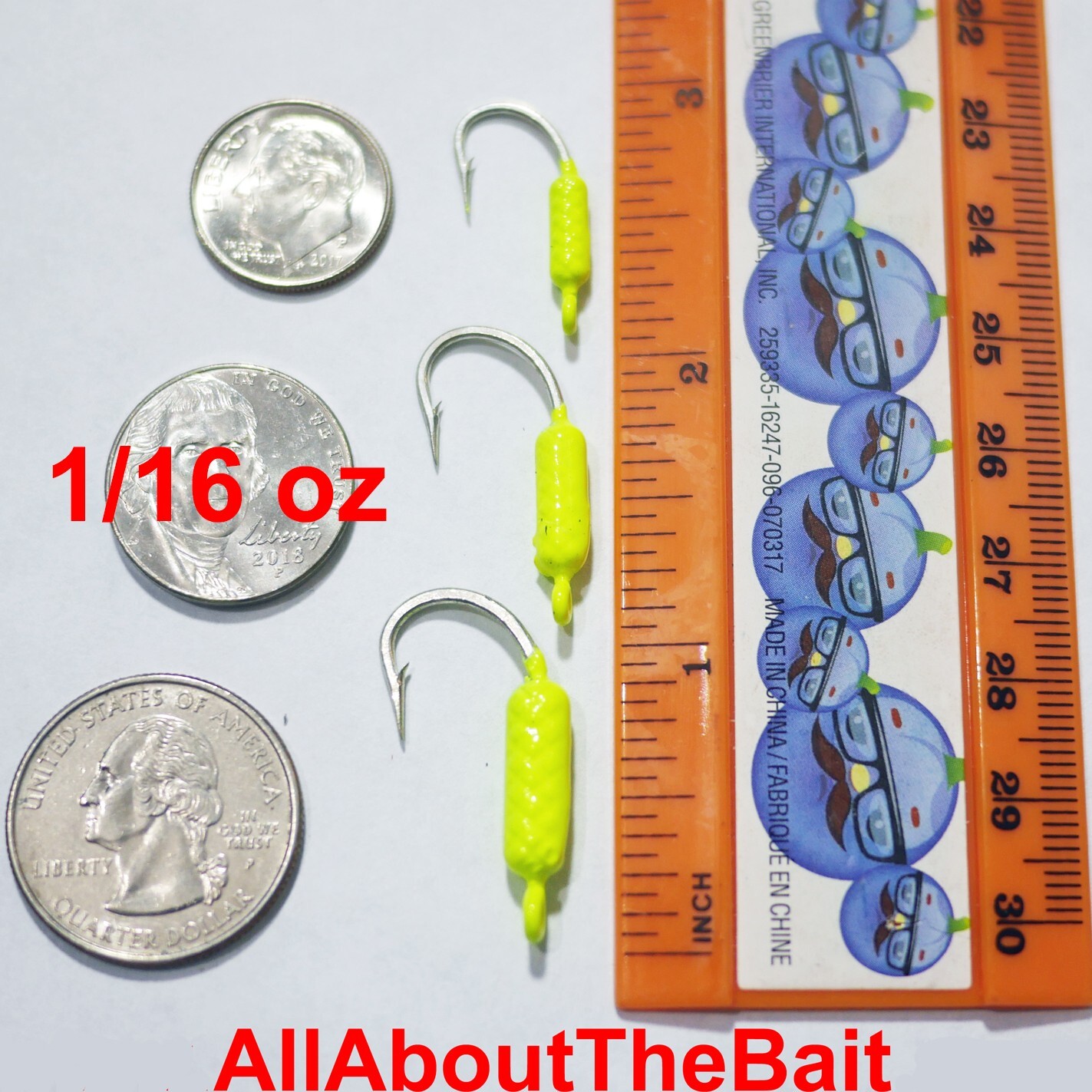50 pack - 1/16oz - CHARTREUSE - Yellowtail Snapper Jigs - Mustad Saltwater Hook