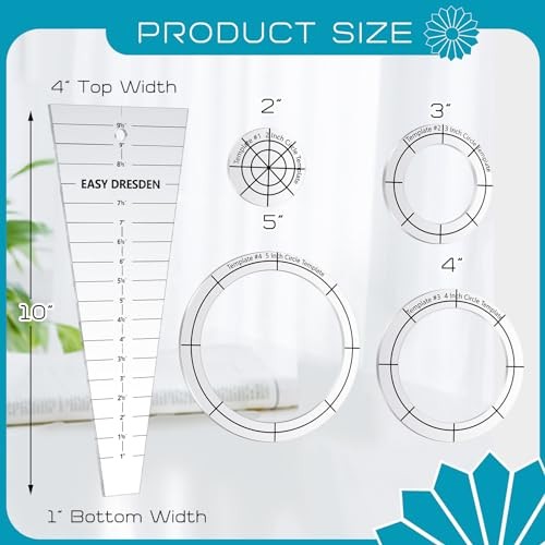 5 Pcs Acrylic Quilting Template Ruler,,Shape Transparent Classic
