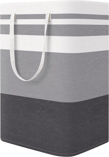 StorageRight Large Collapsible Laundry Basket Hamper with 75L, Gradient Grey