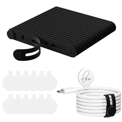 32Pcs  Cable Labels and Silicone Cable Ties Value Cable Black&white-32pcs