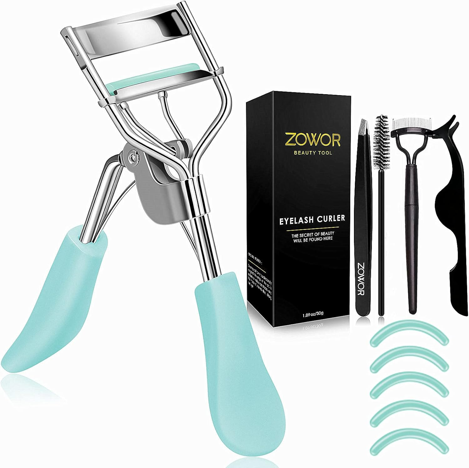 Eyelash Curler with Comb and Brush Fit All Eye Shape Curved Eyelash Curlers with