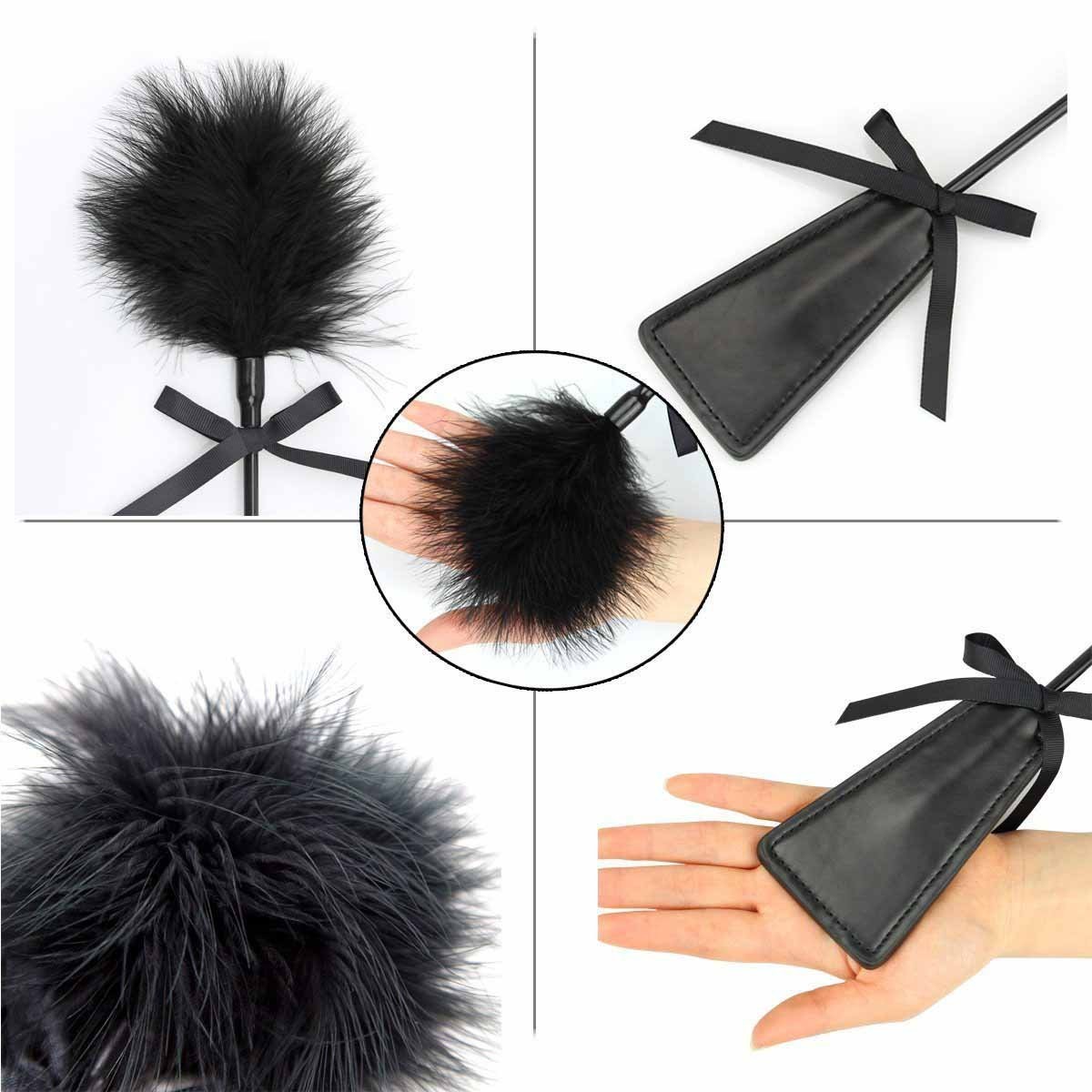 Vivilover Feather Tickler and Leather Slapper Costume Accessory Black