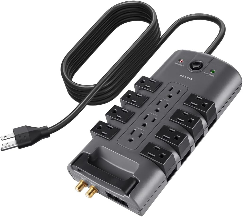 PivotPlug 12-Outlet Surge Protector, 8 ft. Cord