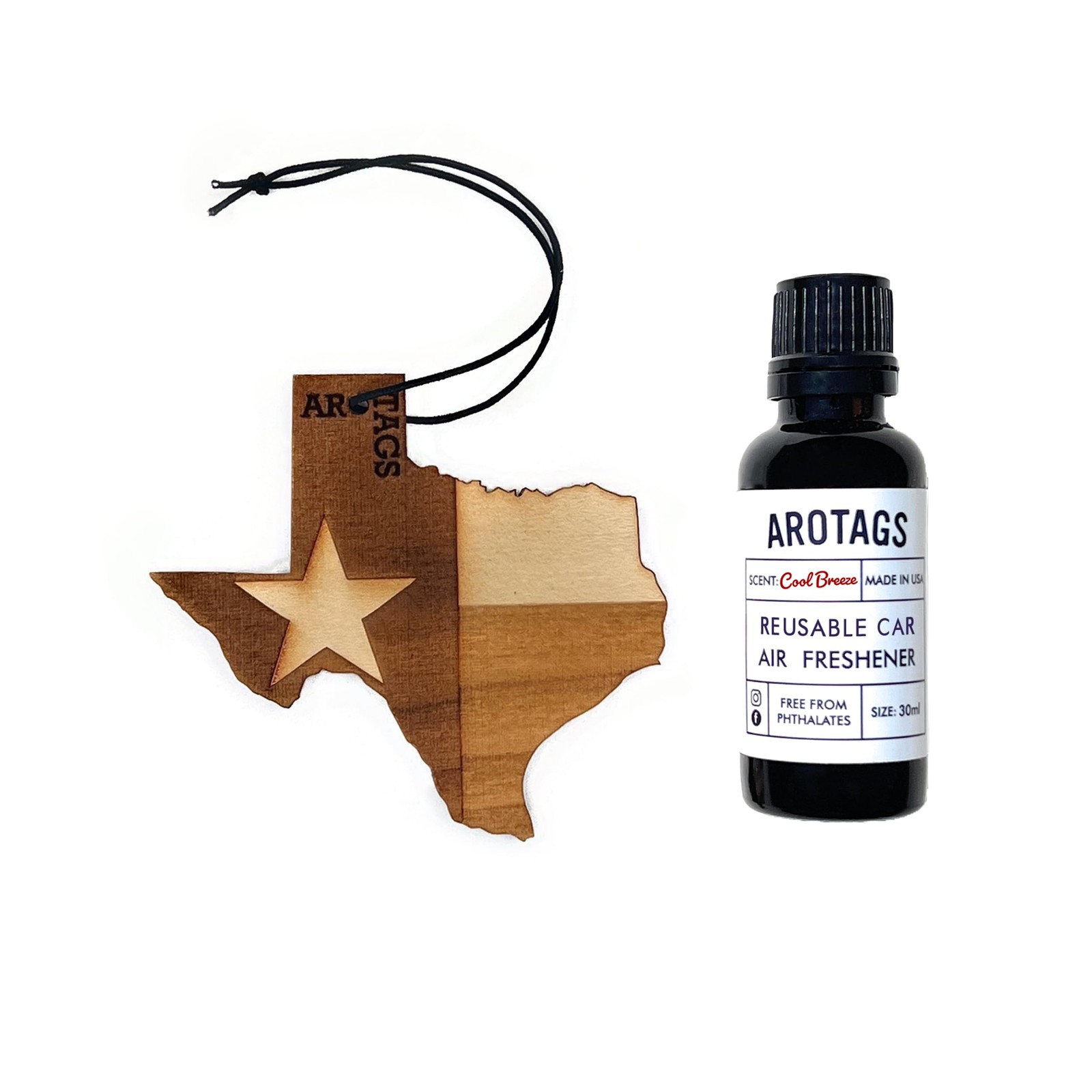 Arotags Wooden Car Air Fresheners - Long Lasting 1 Fl Oz (Pack of 1), Brown