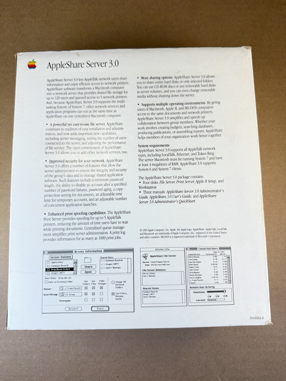 AppleShare Server 3.0 Complete Boxed Set + Update Kit Disks Manuals Macintosh