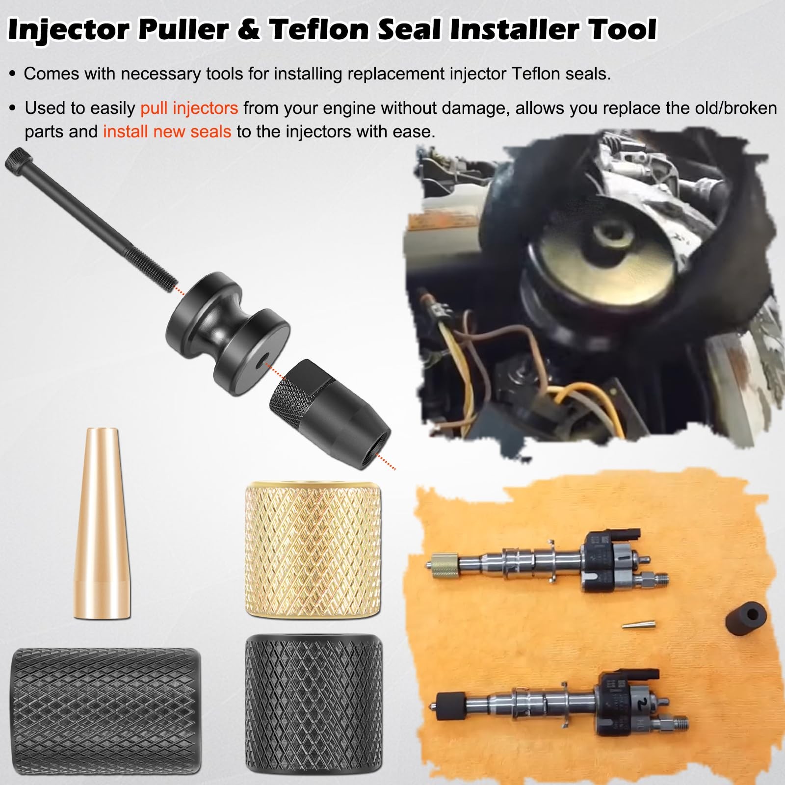 Injector Puller and Teflon Seal Installer Tools Set Fits for BMW N14 N18 N54...
