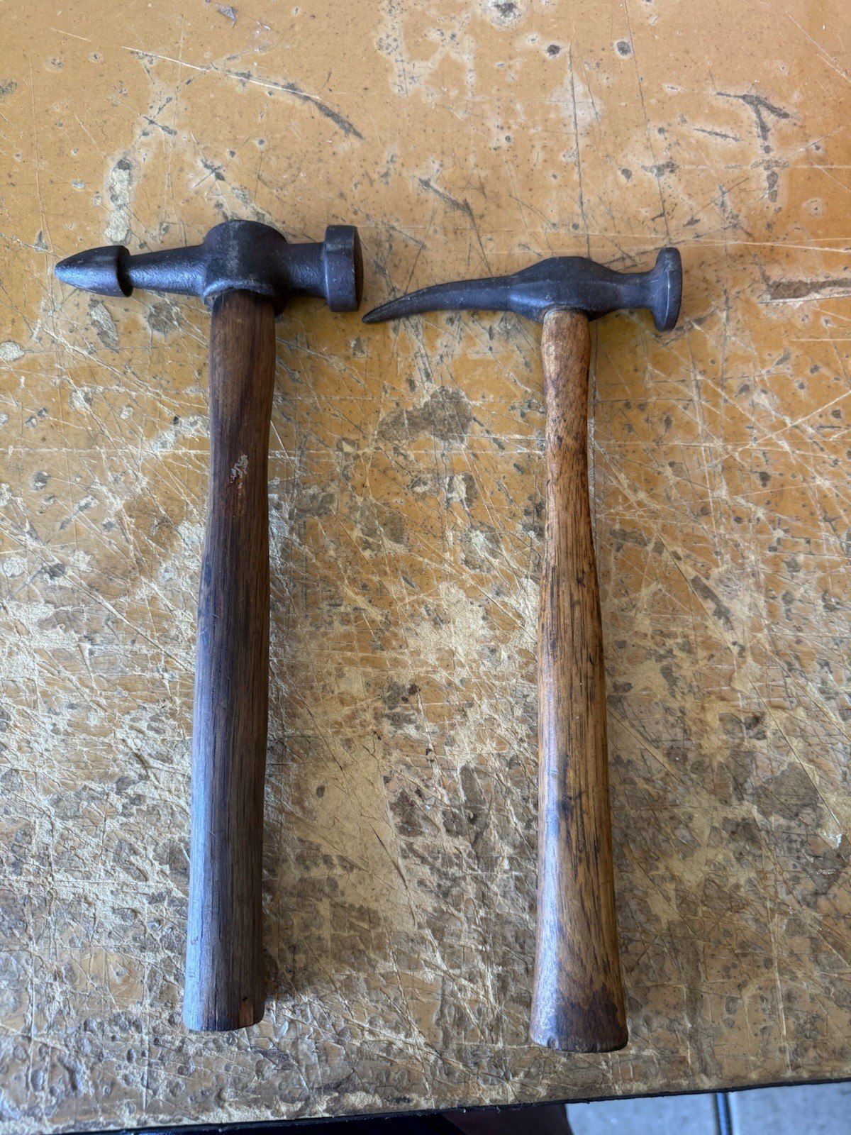 Auto Body Hammer Lot Pick Hammer & Bumping Hammer Forged Steel Wood Handles USA
