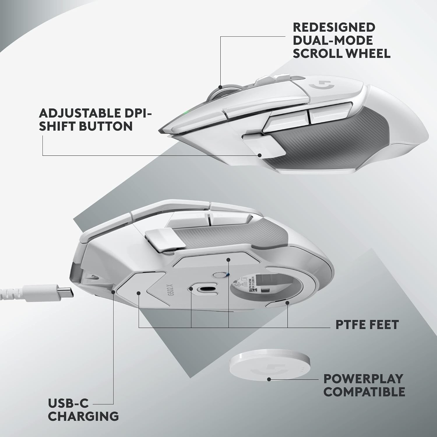 Logitech - G502 X PLUS LIGHTSPEED Wireless Gaming Mouse White