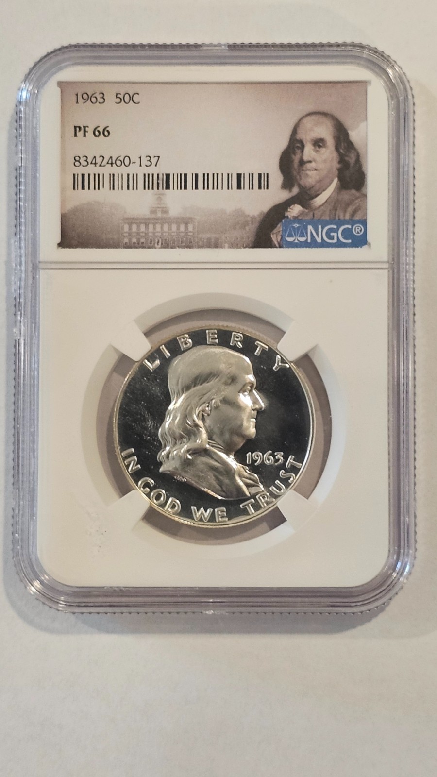 1963 50C Franklin Half Dollar NGCPF66