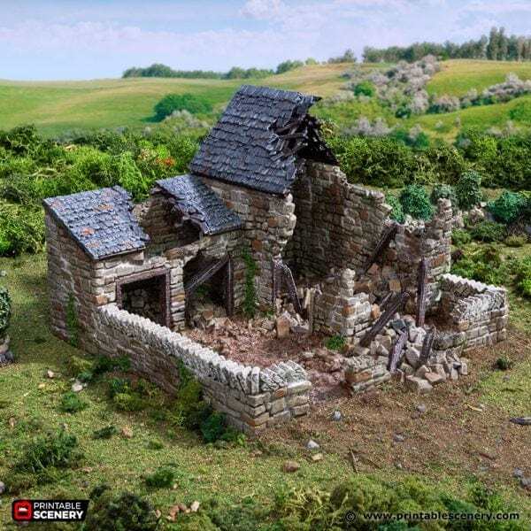 Ruined Farm Pig Pen - Country & King - Fantasy Historical Building - WWII