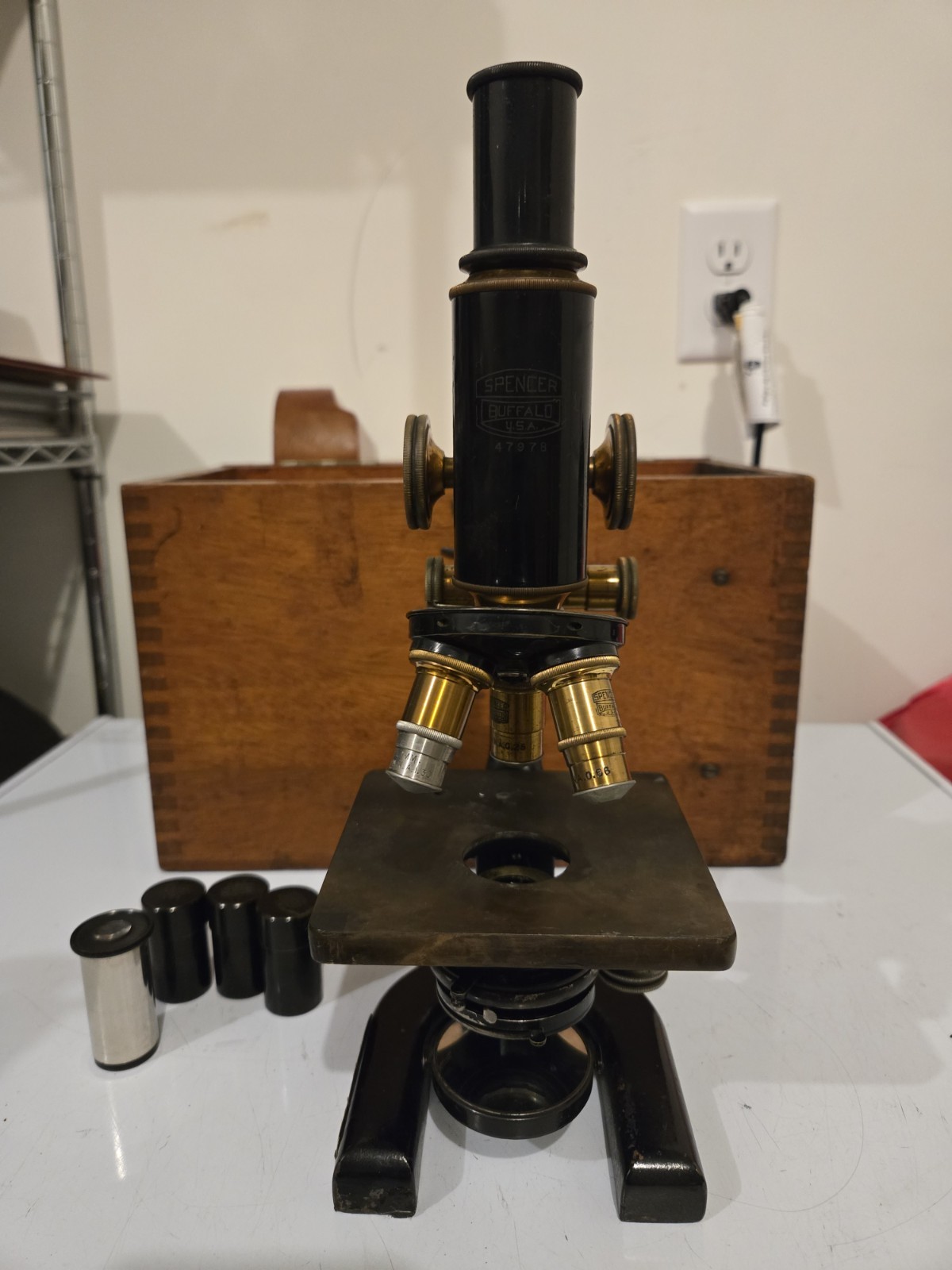 Spencer Buffalo Vintage Microscope Made in USA with Original Case