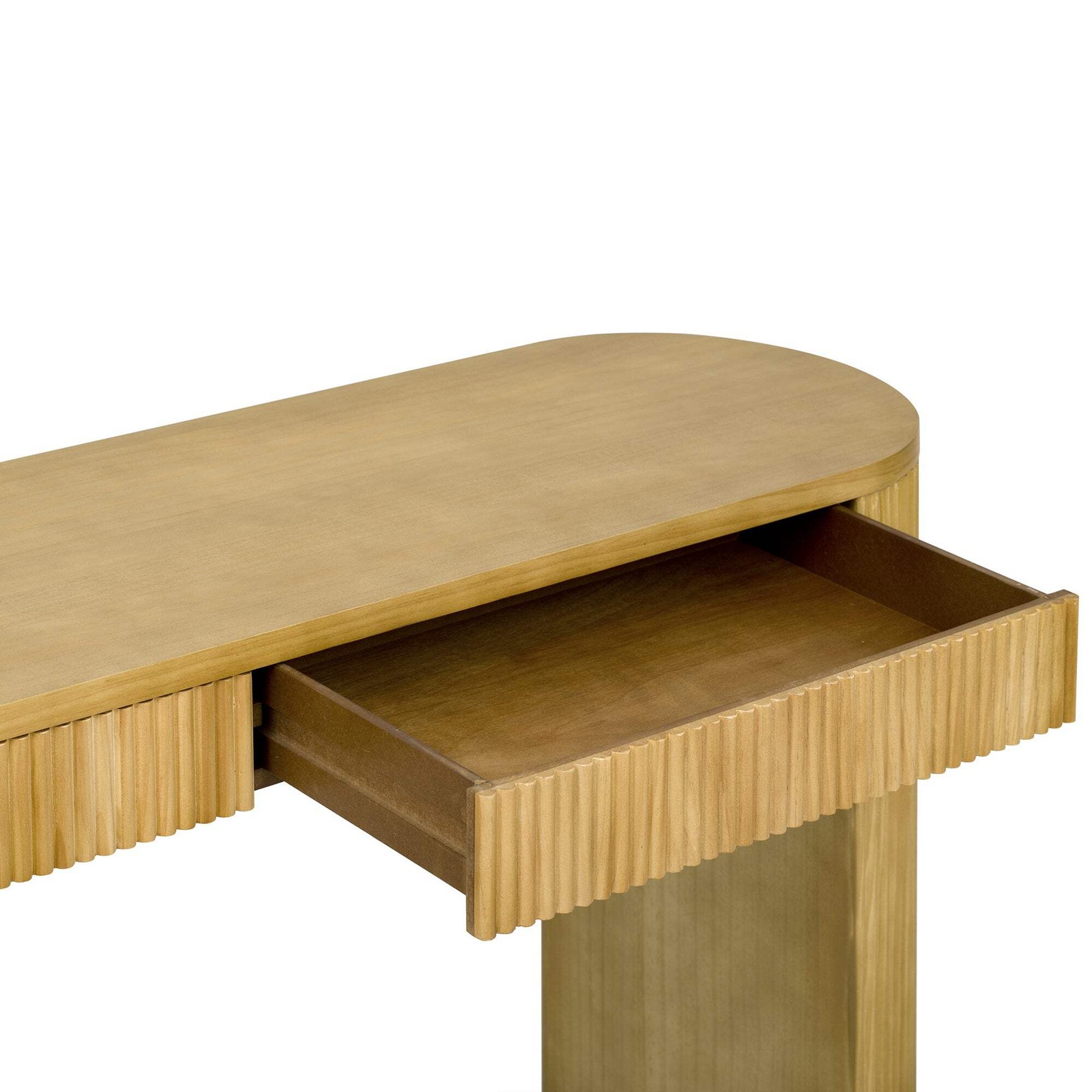 Homy Casa 58.2" Entryway Table with Large Top and Dual Drawers Arched Sturdy Leg