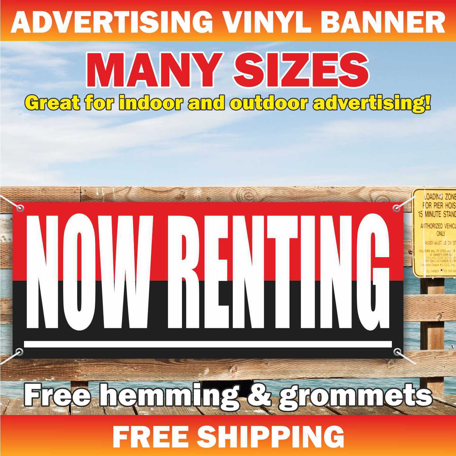 NOW RENTING Advertising Banner Vinyl Mesh Sign Rent Rental Commercial Space