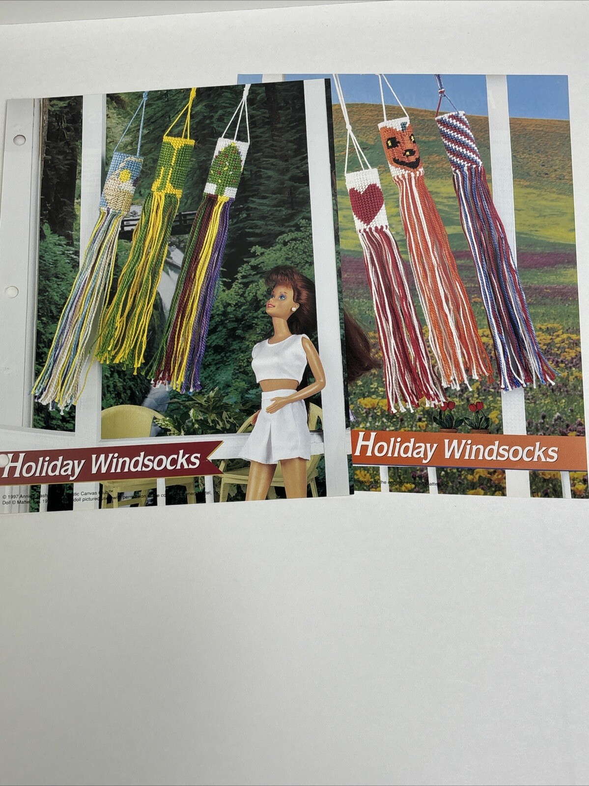 Holiday Windsocks 6 Designs Fashion Doll Annie's Attic Plastic Canvas Pattern