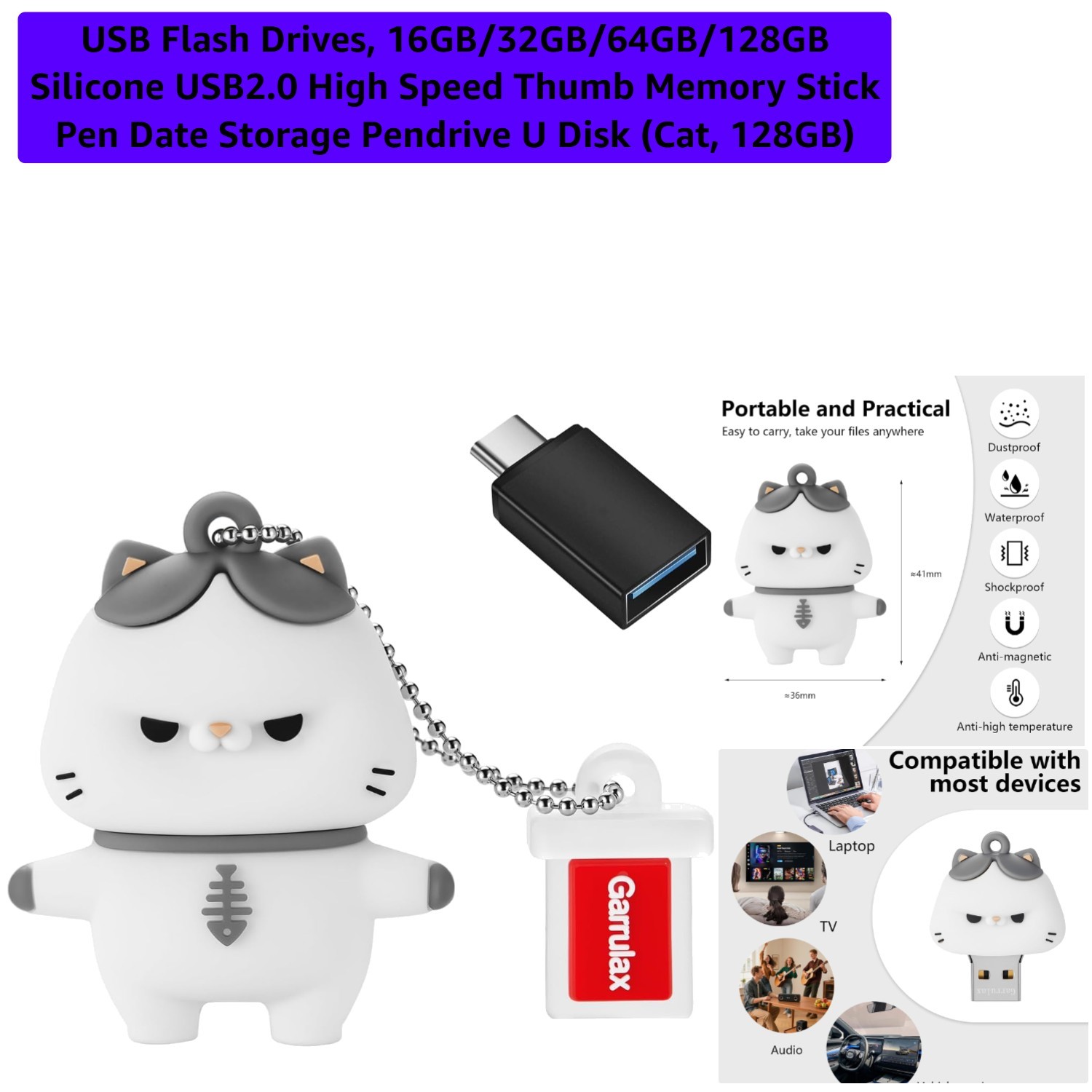 USB Flash Drives, 16GB/32GB/64GB/128GB Silicone .0 High Speed Thumb Memory St...
