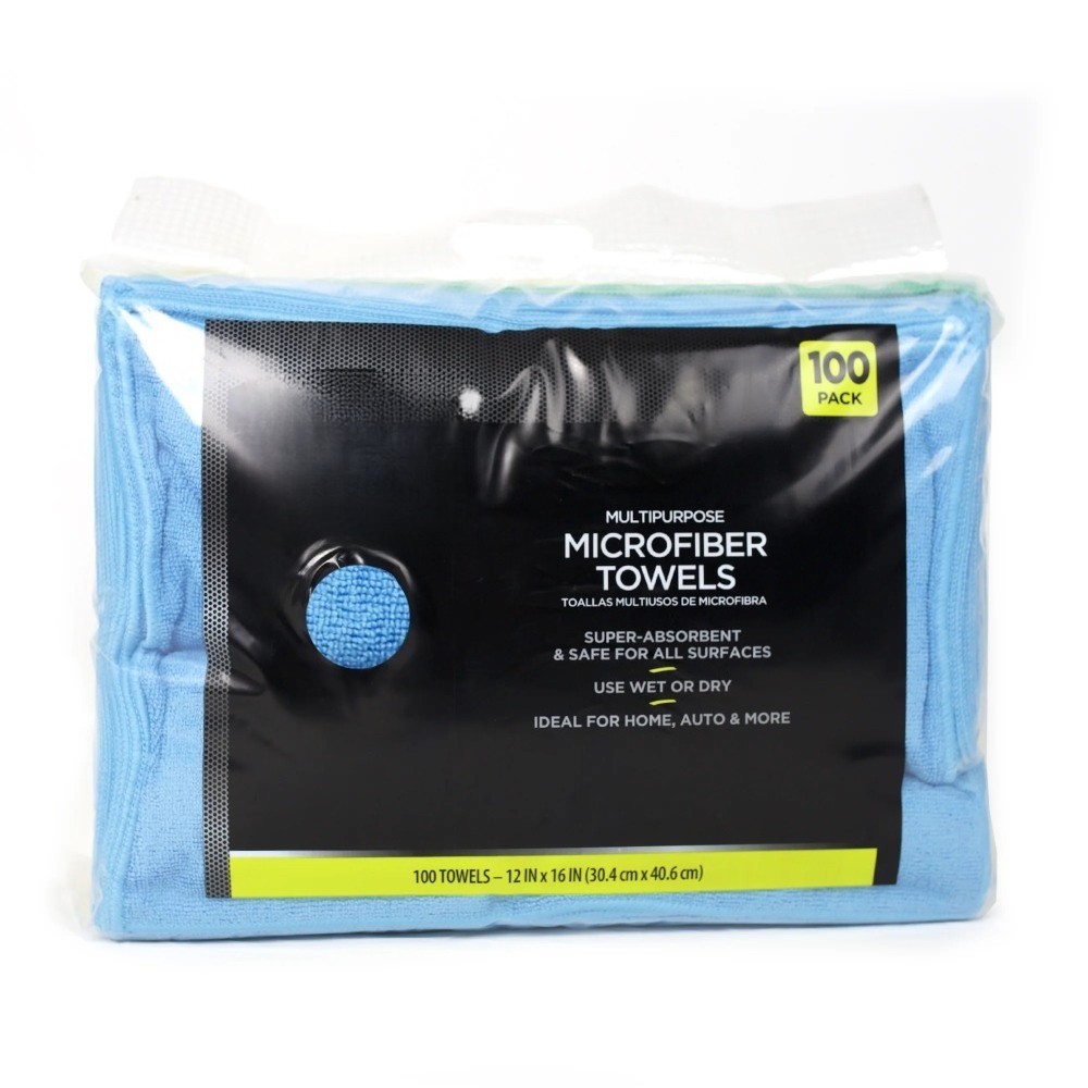 Car Cleaners Multipurpose Microfiber Towels, 12" x 16", 100 Pack
