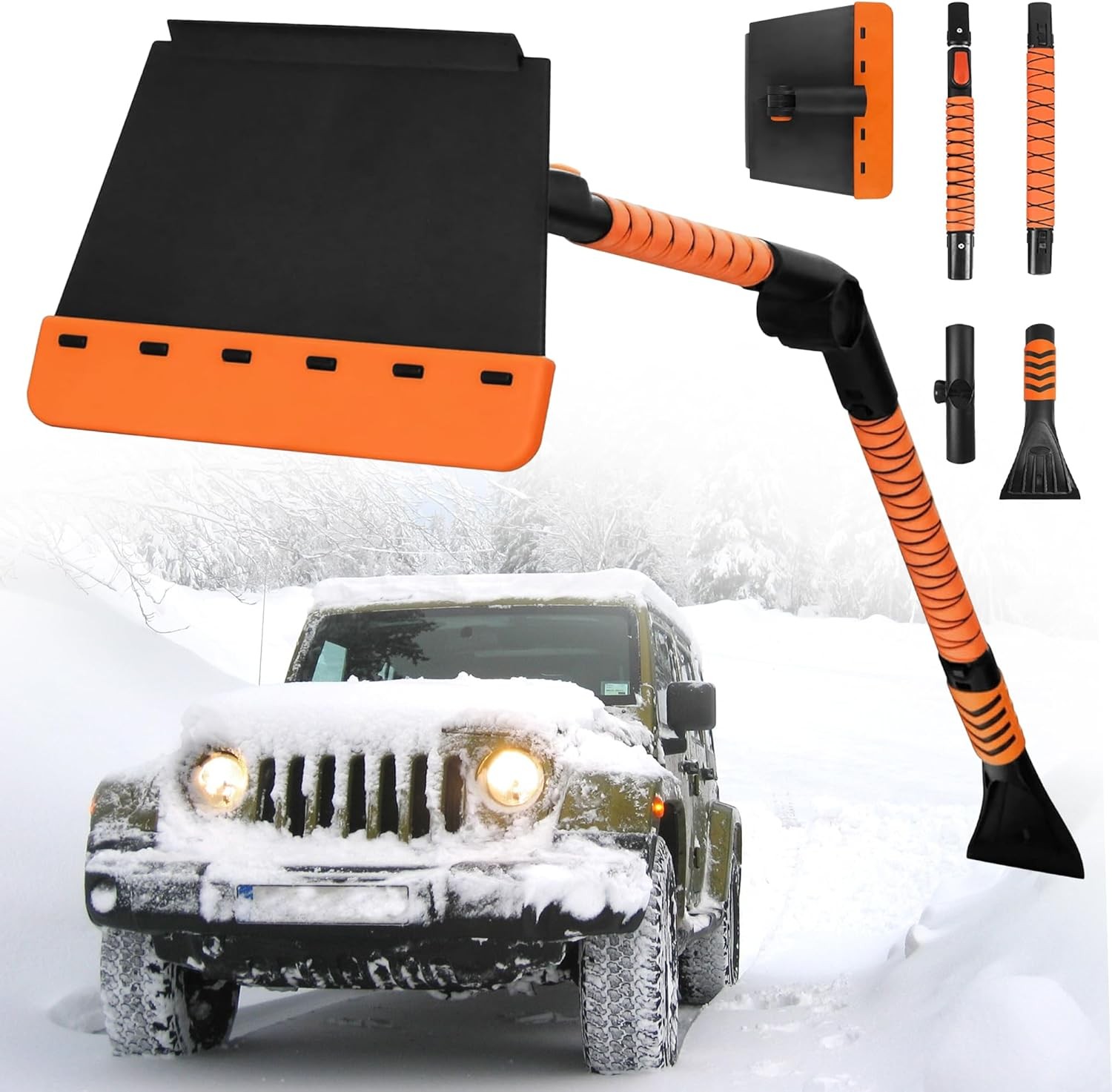 56" Large Ice Scrapers, Snow Scraper for Car Windshield, 90° Pivoting Snow Board
