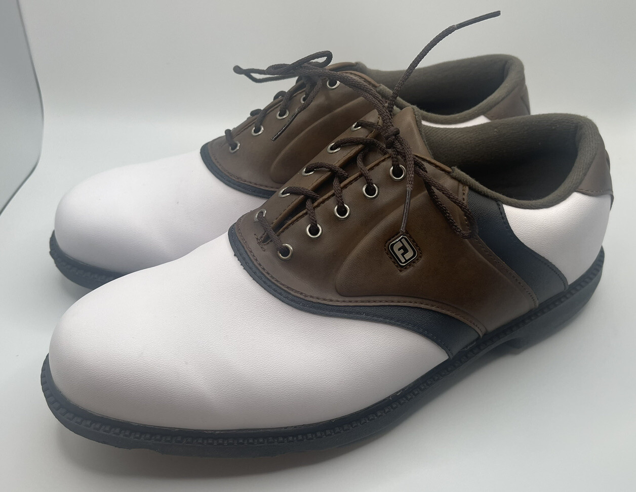 Mens FootJoy 45330 Originals White Brown Black Golf Shoes 11.5 Used