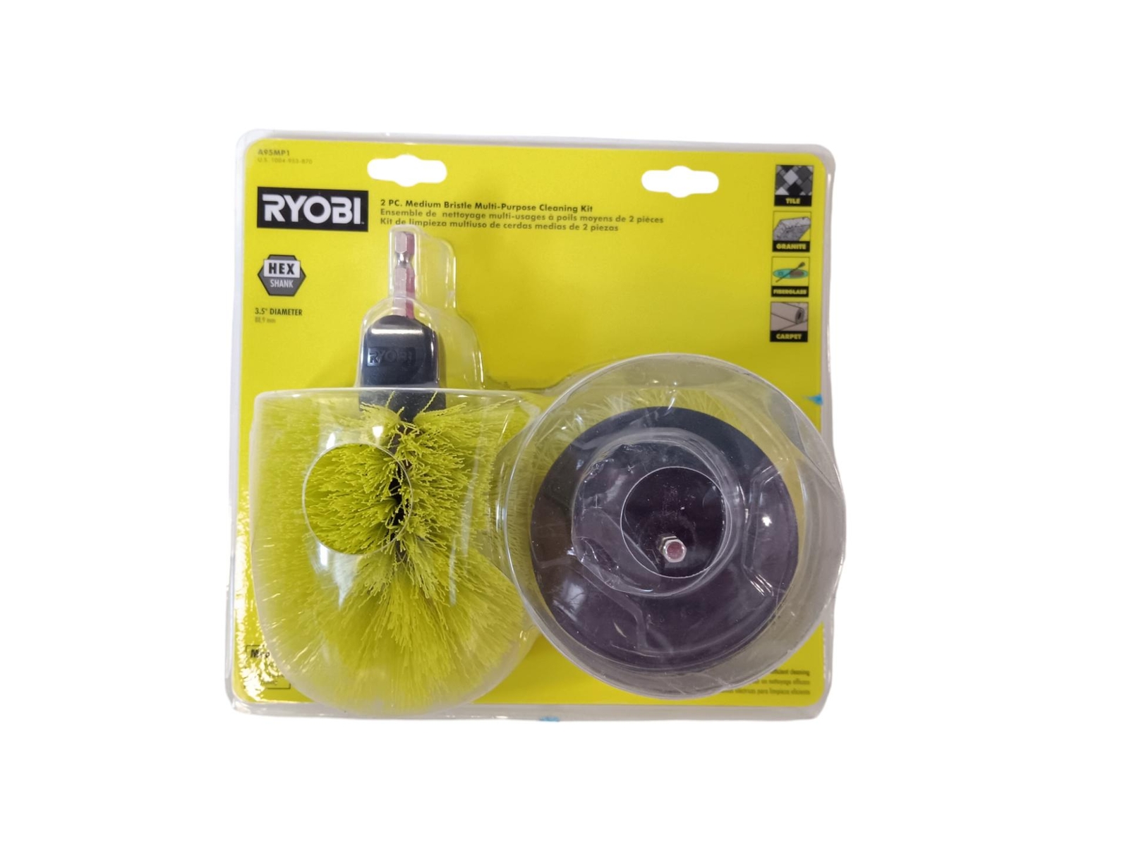 Ryobi 2pc. Medium Bristle Brush Multi-Purpose Cleaning Kit