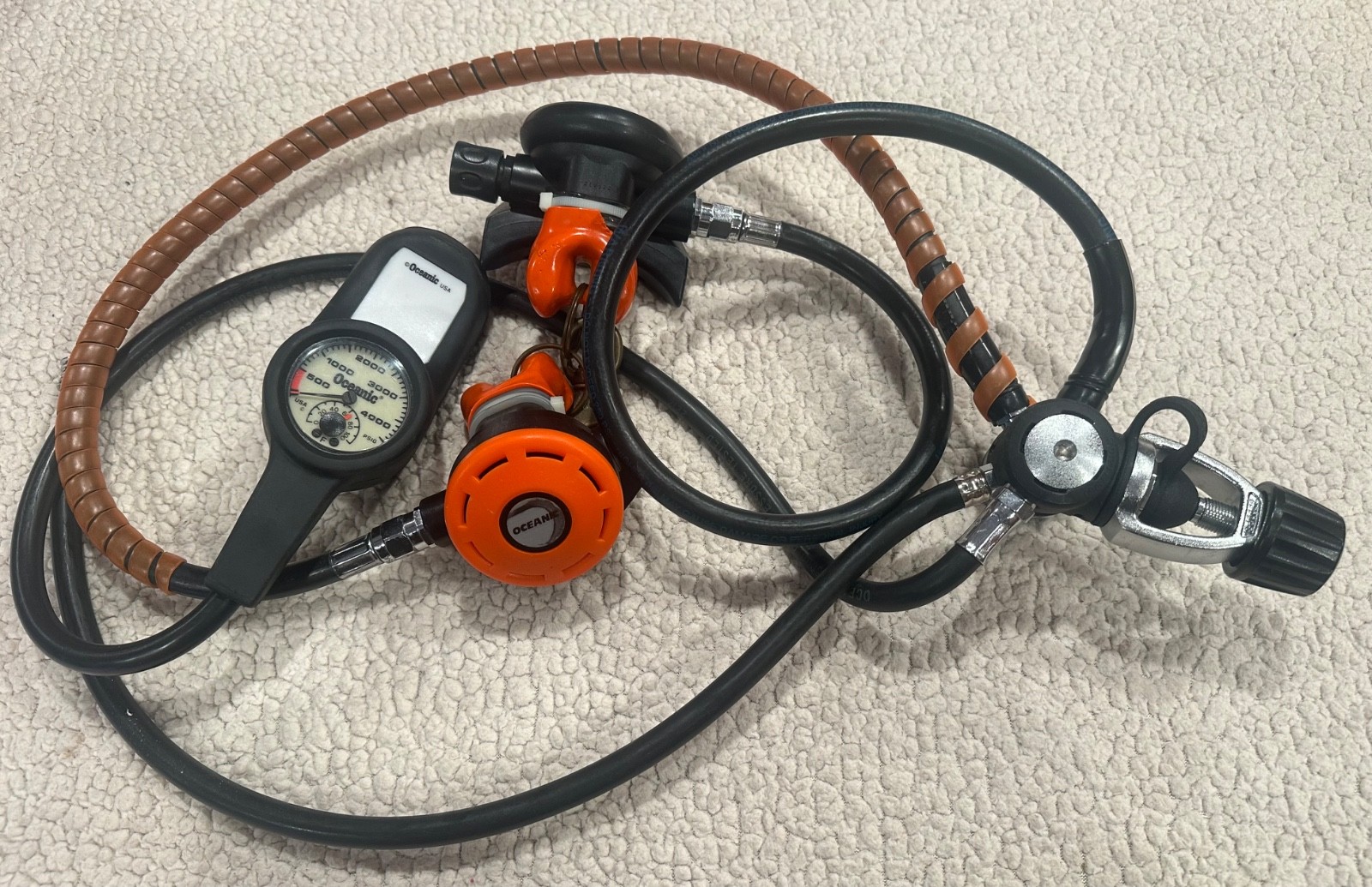 Oceanic Diving Equipment Lot  - Regulators, Pressure Gauge, 3-Gauge Console, etc