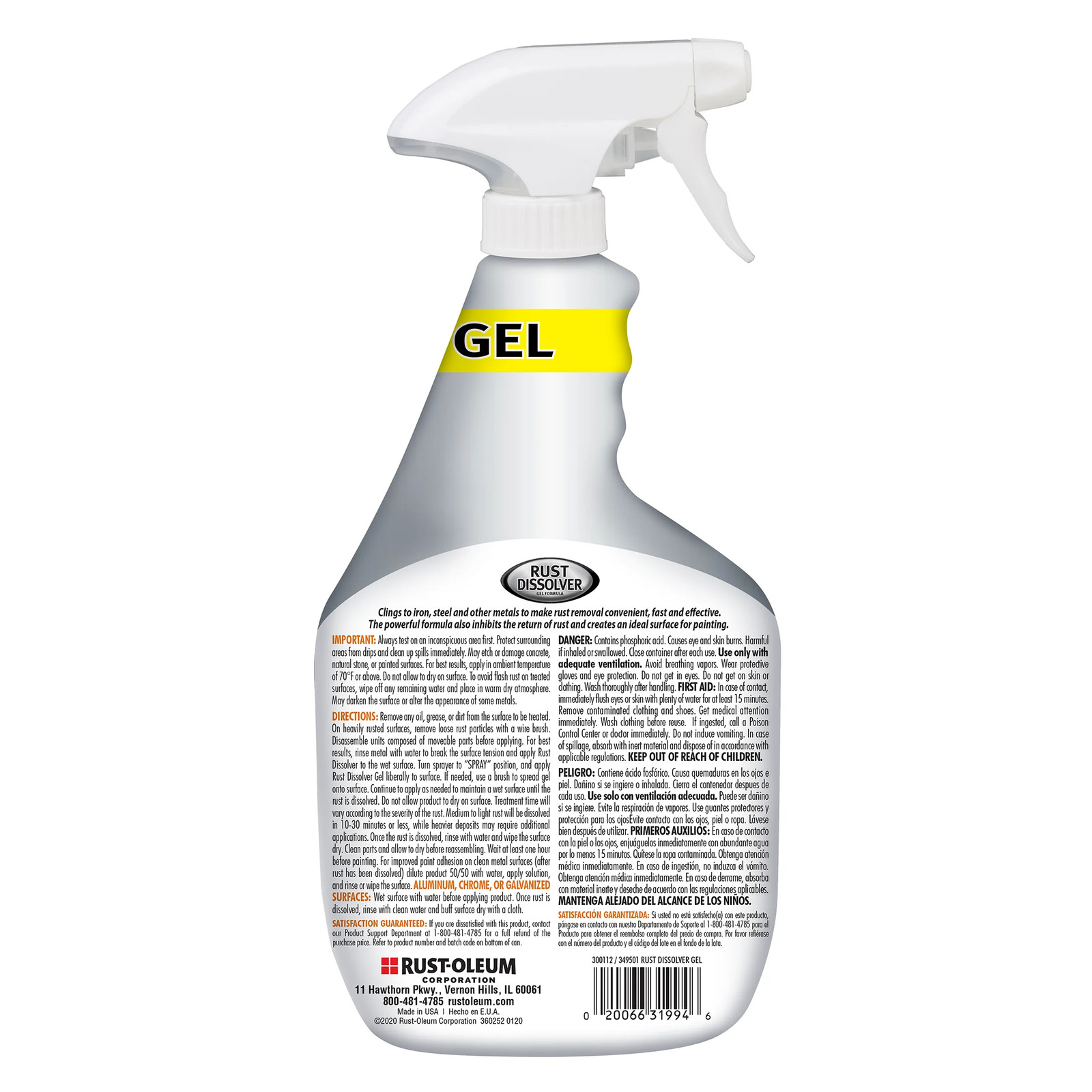 Rust-Oleum Rust Dissolver Gel Spray 32 Oz Heavy Duty Rust Remover
