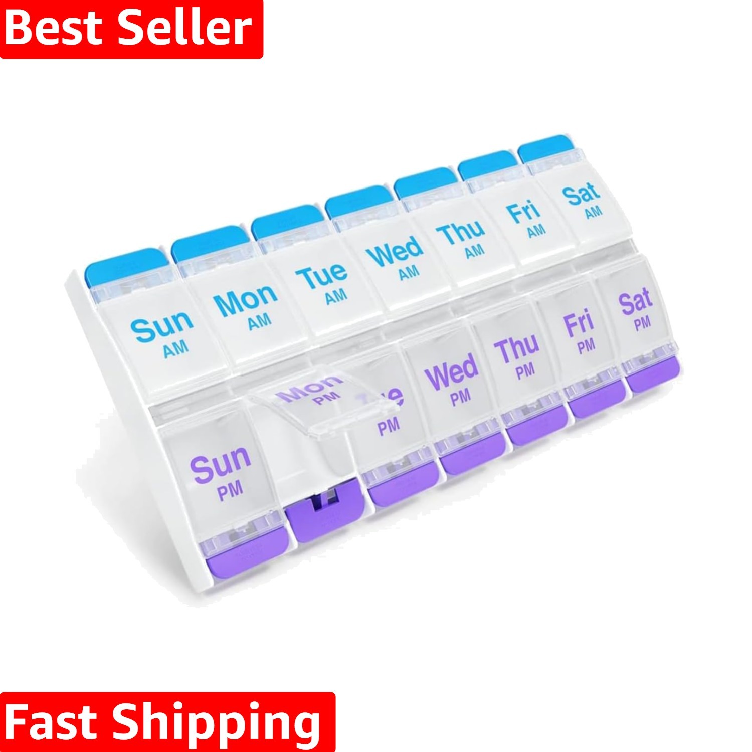 Durable 7-Day Pill Planner - Easy Access for Seniors & Busy Lifestyles, BPA Free