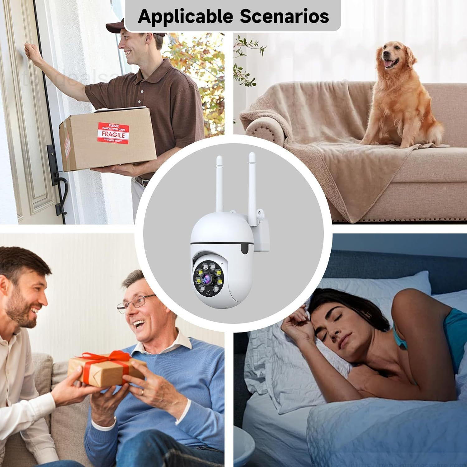 1080P Security Camera Wired, 2.4G/5G WiFi Home 1080P, White (Wall Mount)