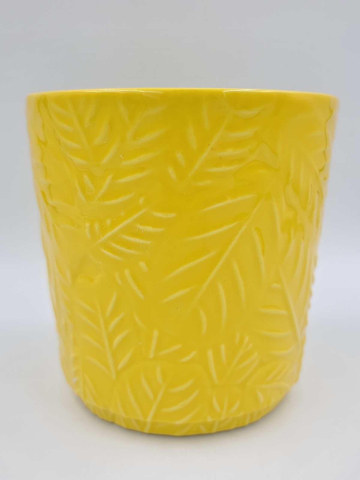 Ceramic Planter Yellow Leaf Print 4"