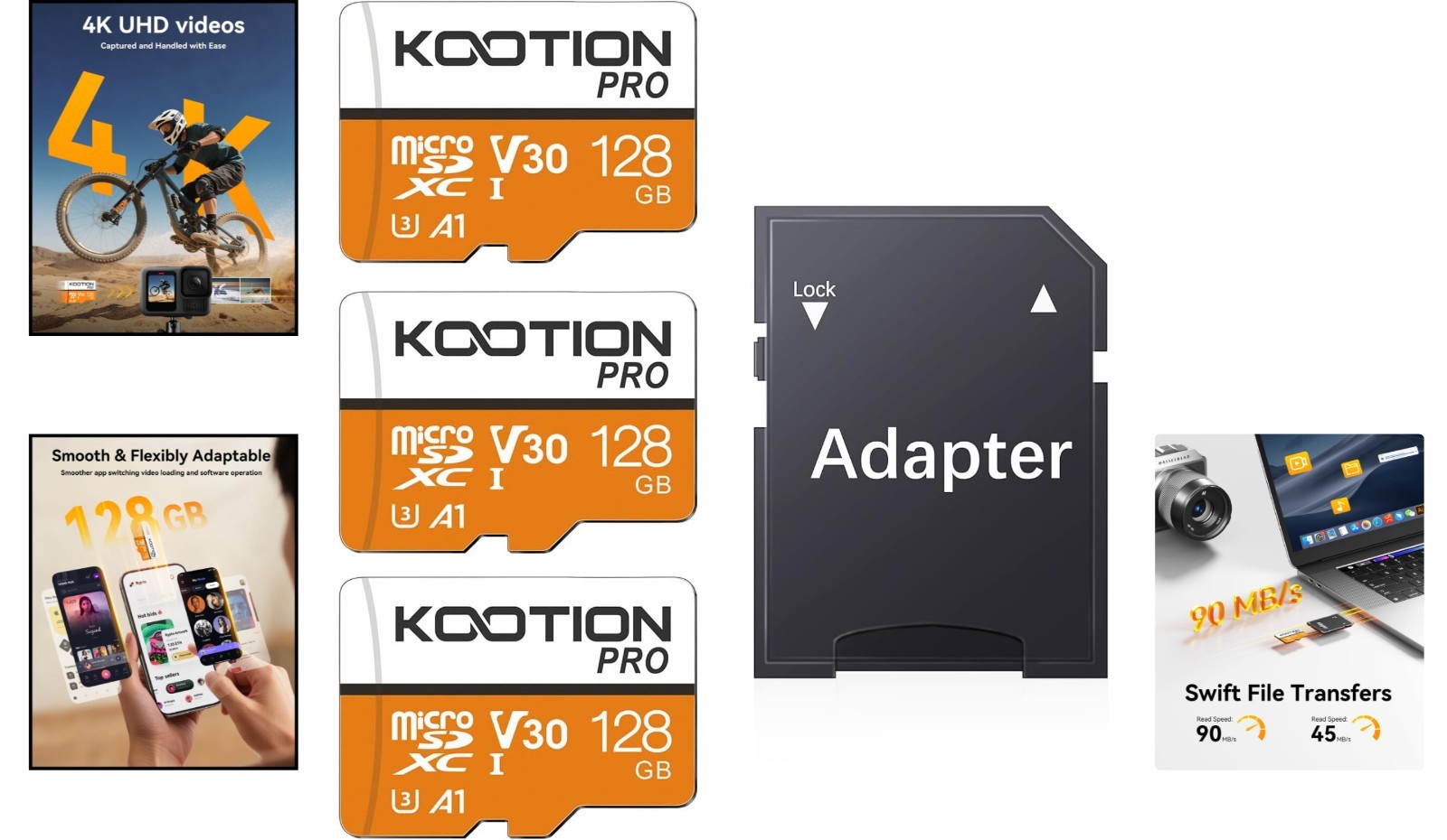 UHS-I MicroSDXC 128GB 3 Pack - Ultimate Durability for Action Cameras & Drones