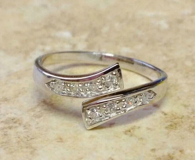 Simulated Diamond Valentine Gift 4 Women's Wrap Adjustable Toe Ring 925 Silver