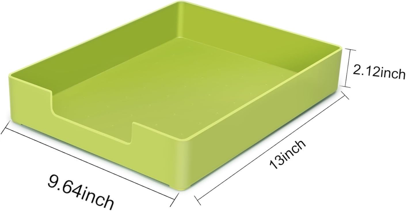 A4 Stackable Plastic Paper Trays, Desk Organizer, 2~Pack Green