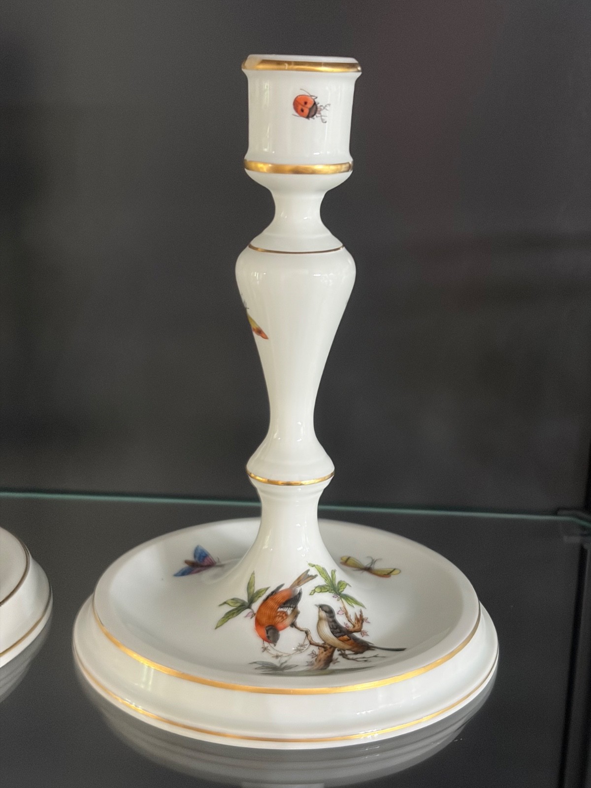Herend Rothschild Bird Assorted Porcelain Pieces Shell Leaf Dishes Candlesticks