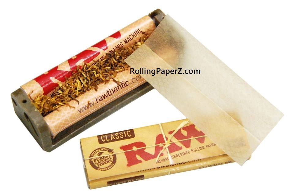 BUNDLE: RAW 79mm Hemp Plastic Rolling Machine + One Pack of Classic 1 1/4 Papers