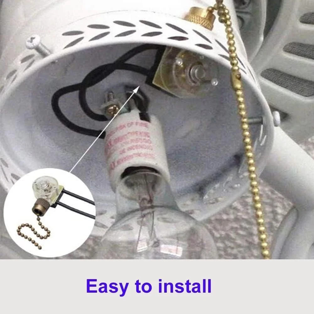 Ceiling Fan Light Switch Zing Ear ZE-109 E89885 Two-Wire Light Switch with Pull