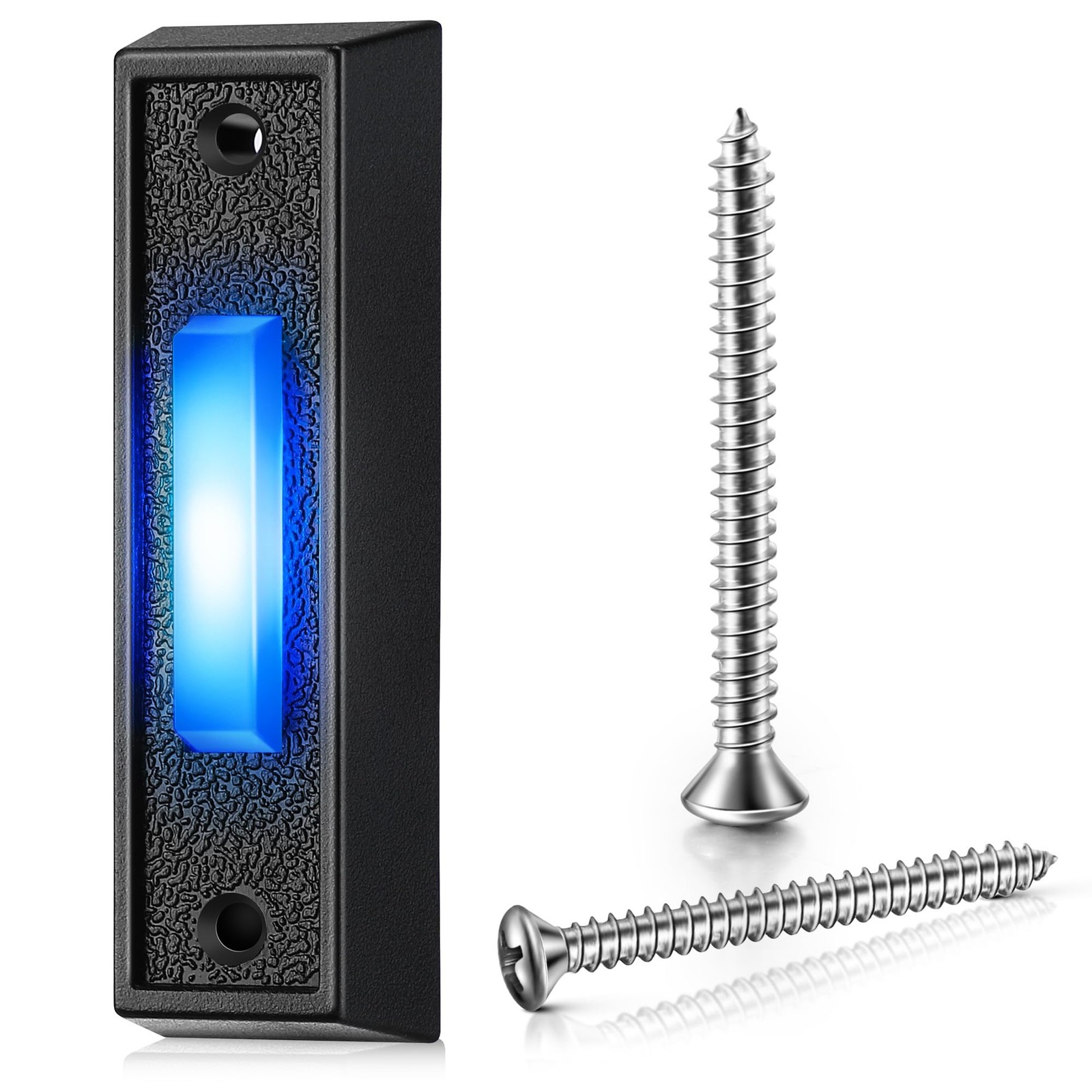 Saillong 1 Pack Wired Lighted Doorbell Button, Blue LED Switch, Black