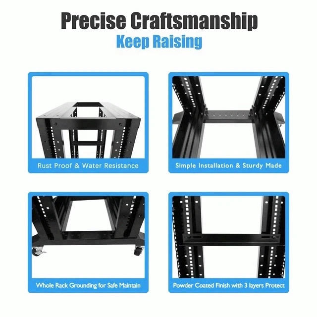 27U 4-Post Open Frame Server Rack 800MM Deep 19" Adjustable L Rails 700LB