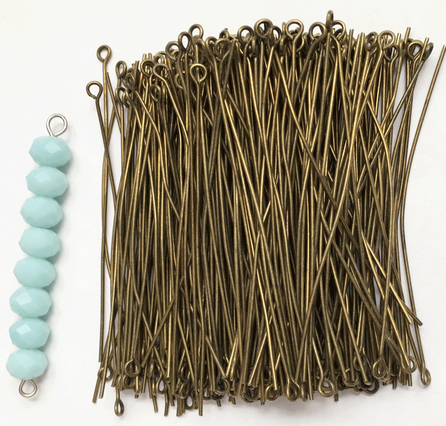 Bulk 200 pcs of Antique Brass Finished steel  Eyepins  45mm long 22 gauge thick