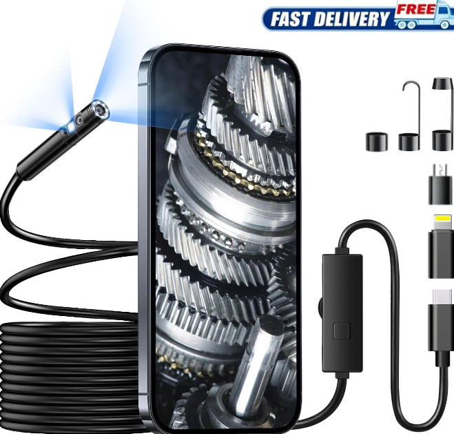 8 LED Light Snake Endoscope Camera Car Inspection Tool For iPhone Android iOS US