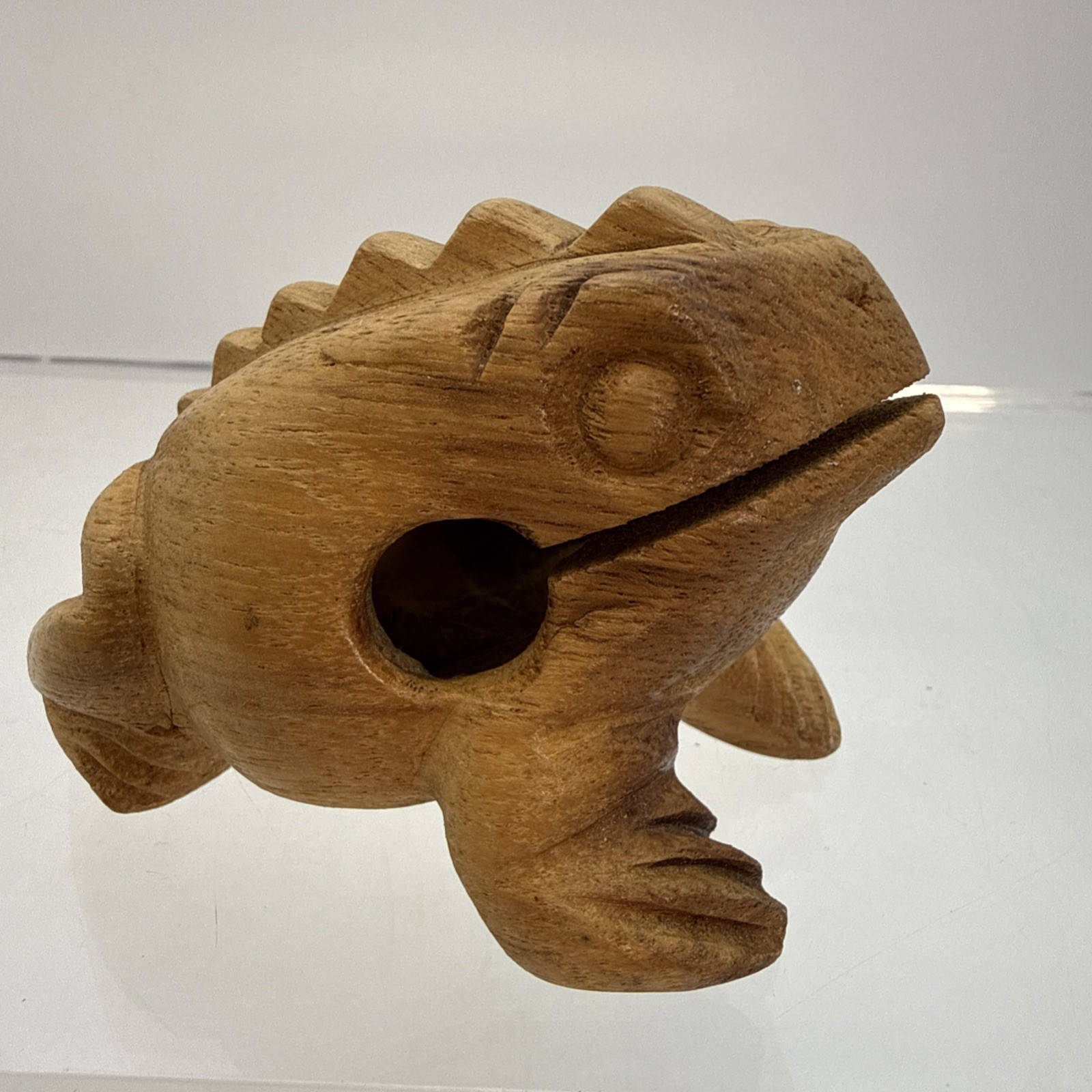 VTG Hand Carved Wooden Frog 4” Guiro Percussion Instrument Ribbit Sound No Stick