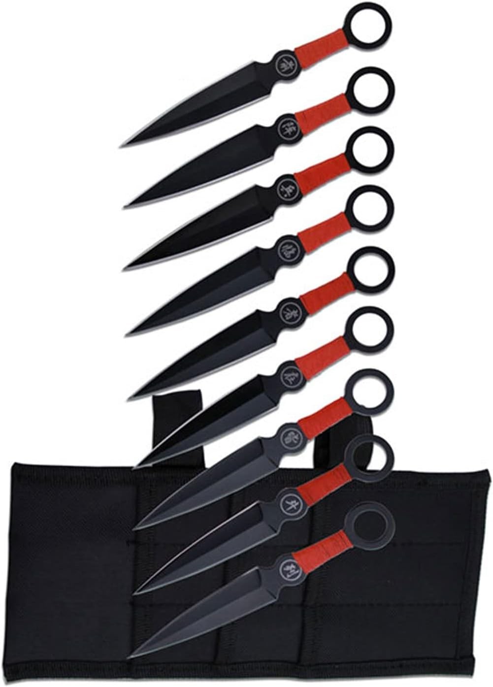 Perfect Point Throwing Knife Set, Black Stainless Steel Blades, Set of 9