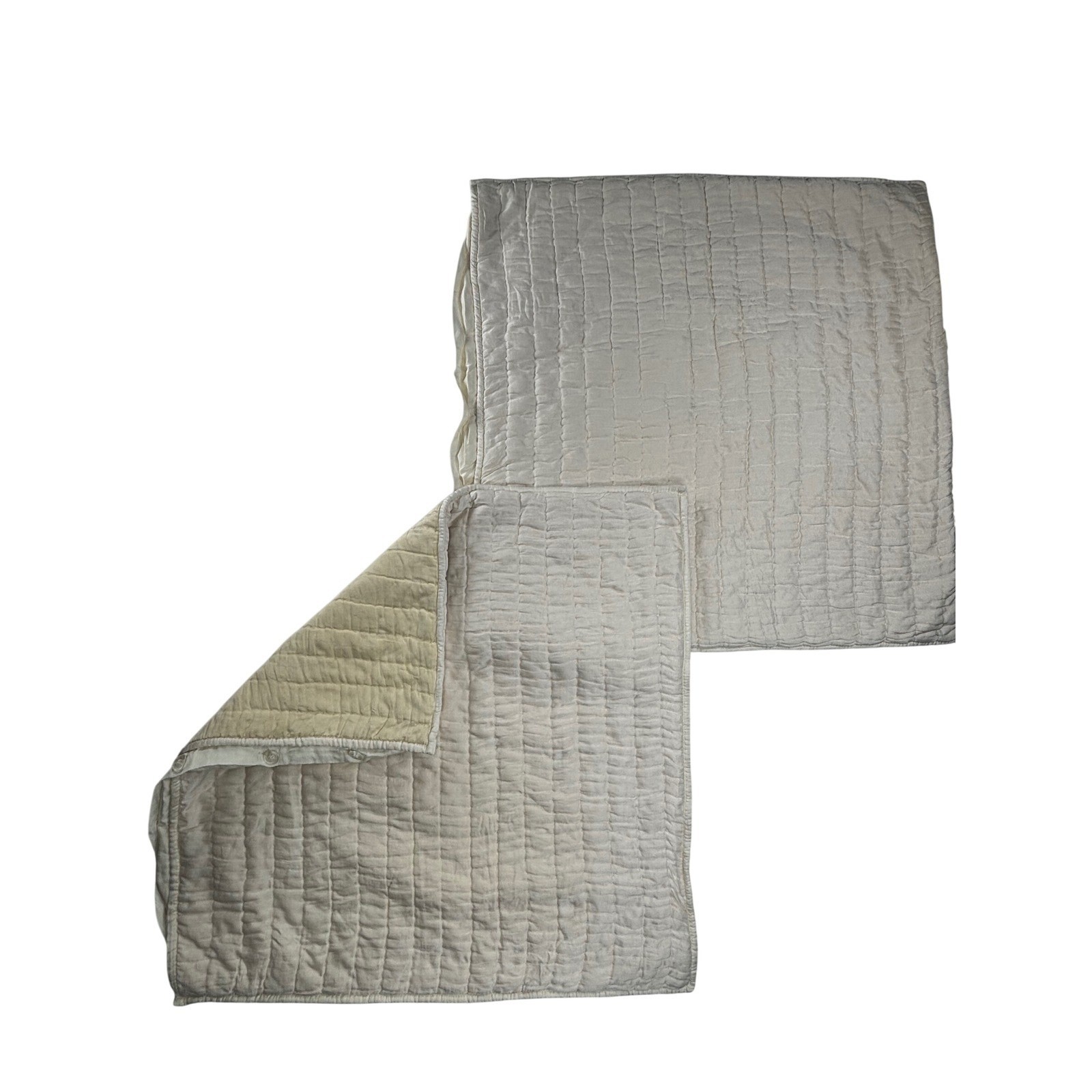 Pottery Barn Silk Cotton Quilted Euro Pillow Shams Cream Ivory Set of 2 27x27