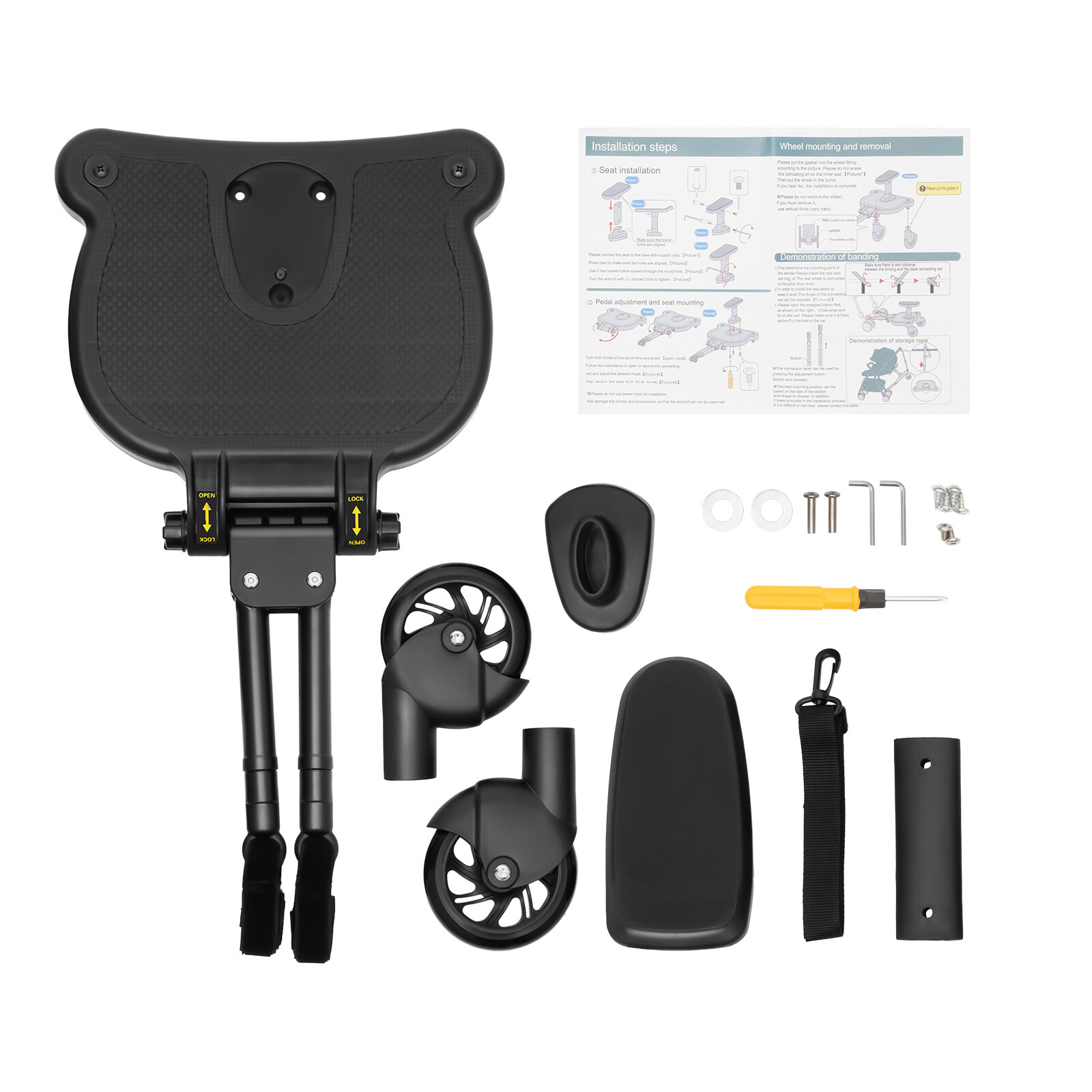 Universal 2 in 1 Stroller Ride Board &Detachable Seat, Stroller Glider board