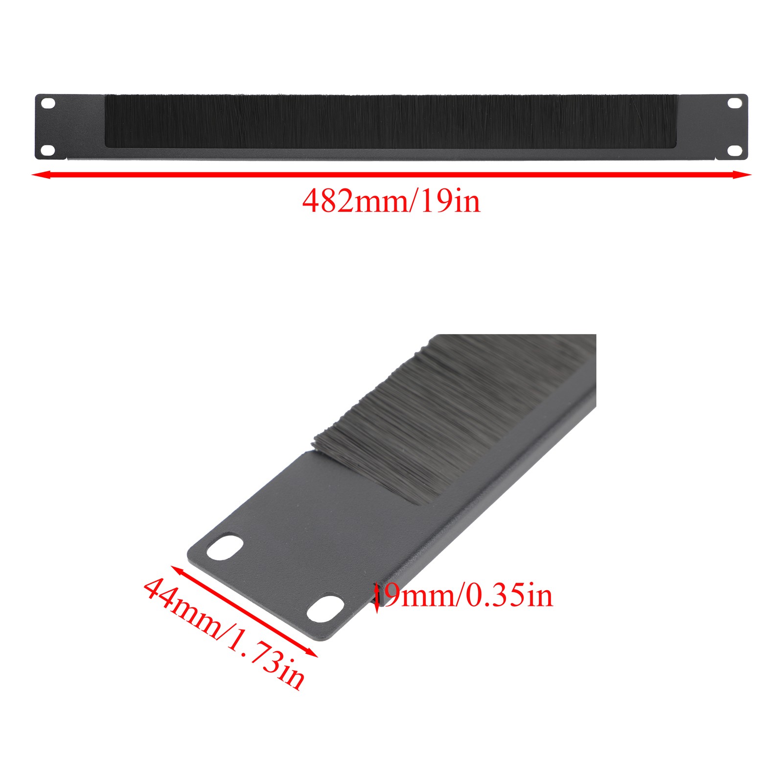 2-Pack 1U 19” Rack Mount Network Cable Tidy Brush Panel Bar Disassembled